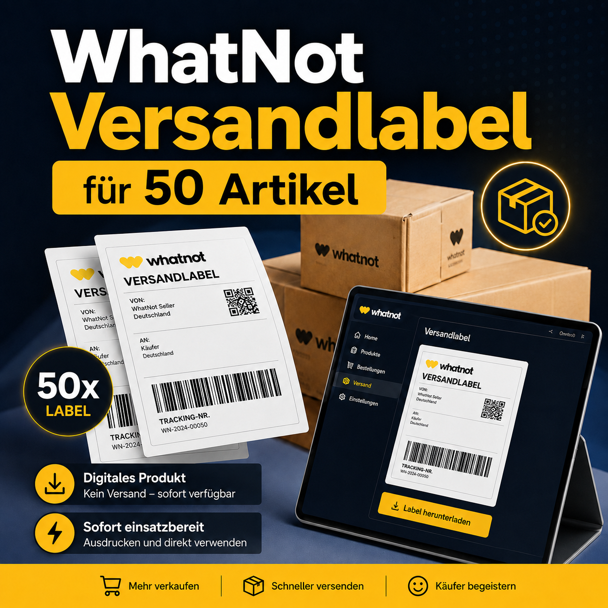 Wochen Versandlabel WhatNot (bis zu 50 Teile)